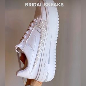 Pearl studded nike Air Force ones. Perfect for dancing at your wedding reception